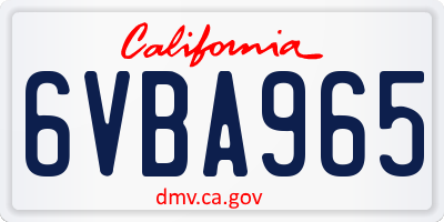 CA license plate 6VBA965