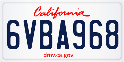 CA license plate 6VBA968