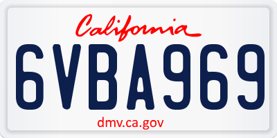 CA license plate 6VBA969