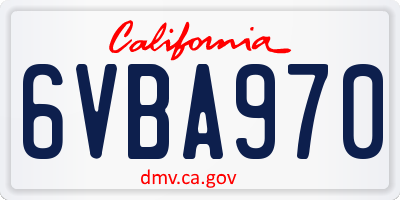 CA license plate 6VBA970
