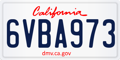 CA license plate 6VBA973