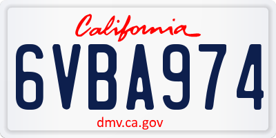 CA license plate 6VBA974