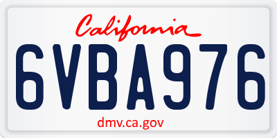 CA license plate 6VBA976
