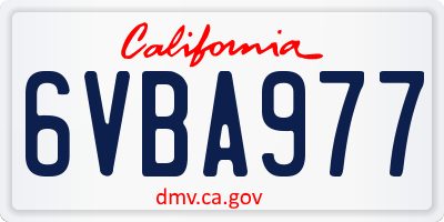CA license plate 6VBA977
