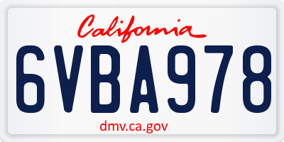 CA license plate 6VBA978