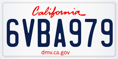 CA license plate 6VBA979