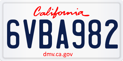 CA license plate 6VBA982