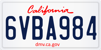CA license plate 6VBA984