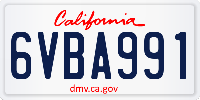 CA license plate 6VBA991
