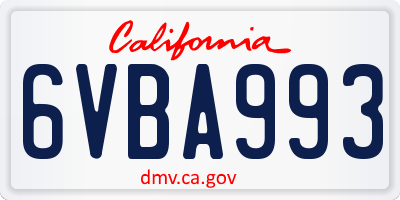 CA license plate 6VBA993