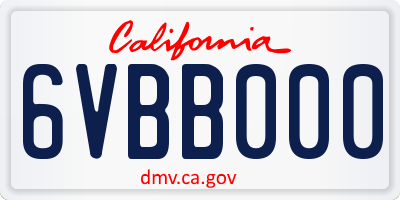 CA license plate 6VBB000