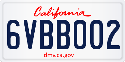 CA license plate 6VBB002