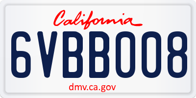 CA license plate 6VBB008
