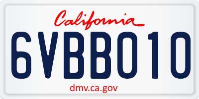 CA license plate 6VBB010