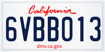 CA license plate 6VBB013