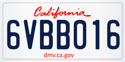 CA license plate 6VBB016