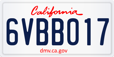 CA license plate 6VBB017