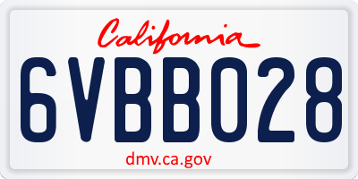 CA license plate 6VBB028