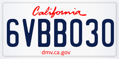 CA license plate 6VBB030