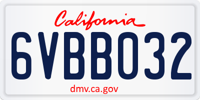 CA license plate 6VBB032