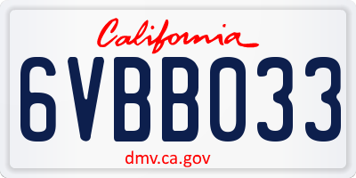 CA license plate 6VBB033