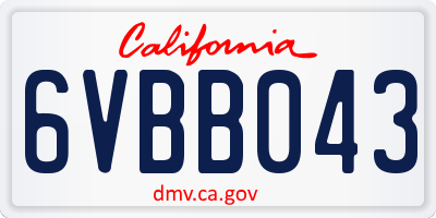 CA license plate 6VBB043