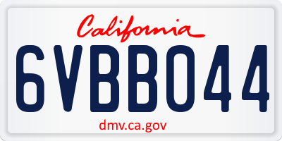 CA license plate 6VBB044
