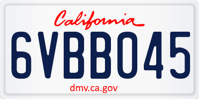 CA license plate 6VBB045
