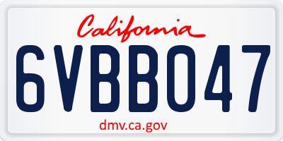 CA license plate 6VBB047