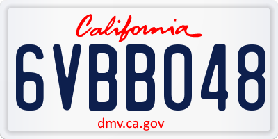 CA license plate 6VBB048