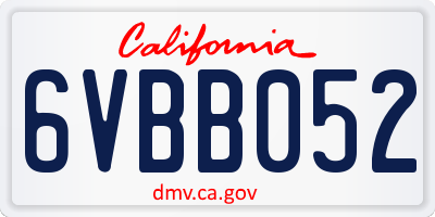 CA license plate 6VBB052