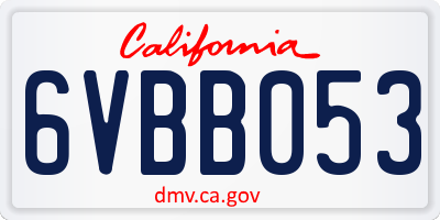 CA license plate 6VBB053