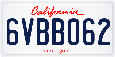 CA license plate 6VBB062