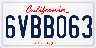 CA license plate 6VBB063