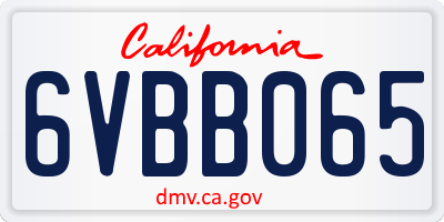 CA license plate 6VBB065