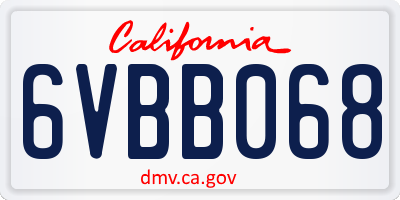 CA license plate 6VBB068
