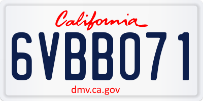 CA license plate 6VBB071