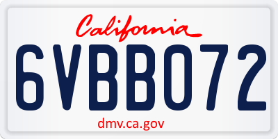 CA license plate 6VBB072