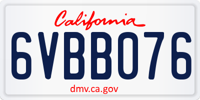 CA license plate 6VBB076