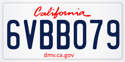 CA license plate 6VBB079