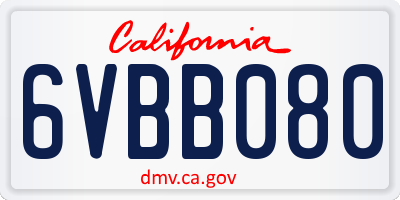 CA license plate 6VBB080