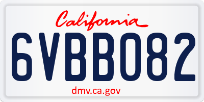 CA license plate 6VBB082