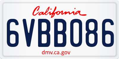 CA license plate 6VBB086