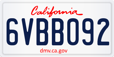 CA license plate 6VBB092