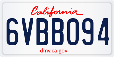 CA license plate 6VBB094
