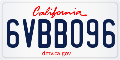 CA license plate 6VBB096
