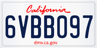 CA license plate 6VBB097
