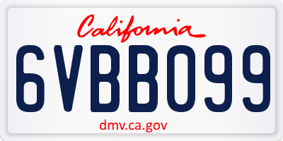 CA license plate 6VBB099