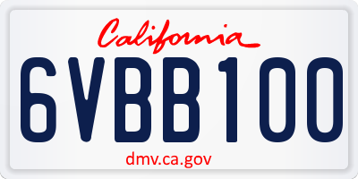 CA license plate 6VBB100