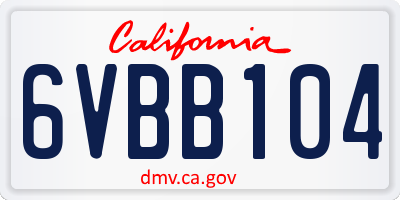 CA license plate 6VBB104